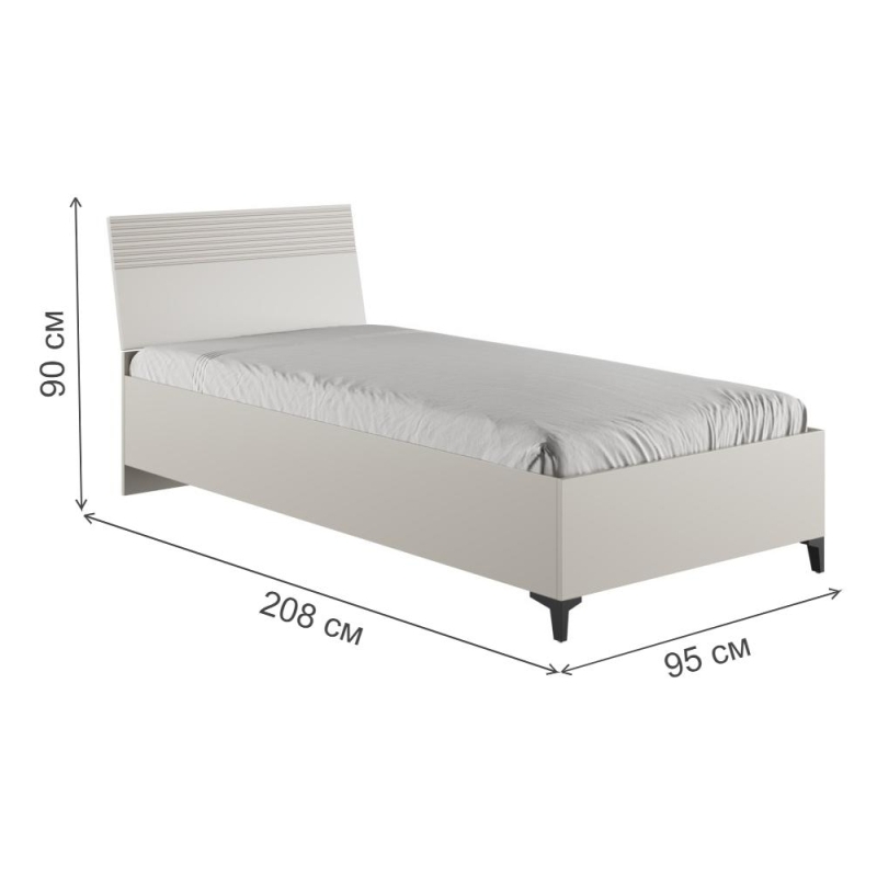 Односпальная кровать Ника 90х200 с основанием дсп бежевый мат-05 / кашемир