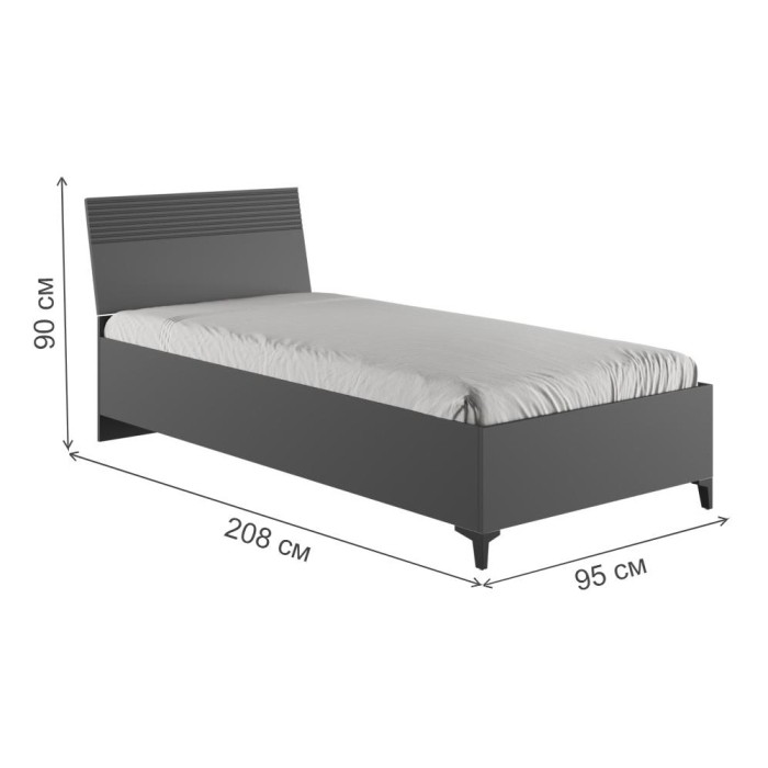 Односпальная кровать Ника 90х200 с основанием дсп эйхория QR-17 / графит