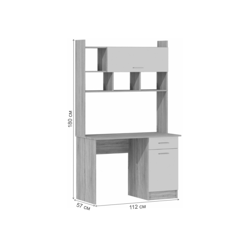 Письменный стол Бишоп 2 112х57х180 дуб сонома / белый