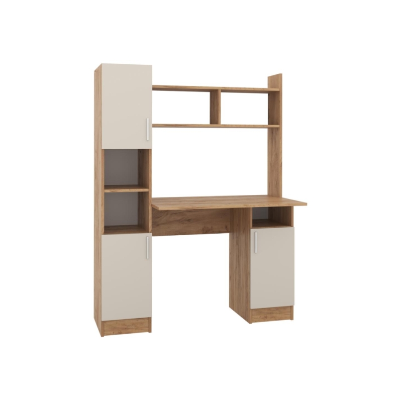 Письменный стол Бишоп 6 123х57х160 дуб крафт золотой / кашемир