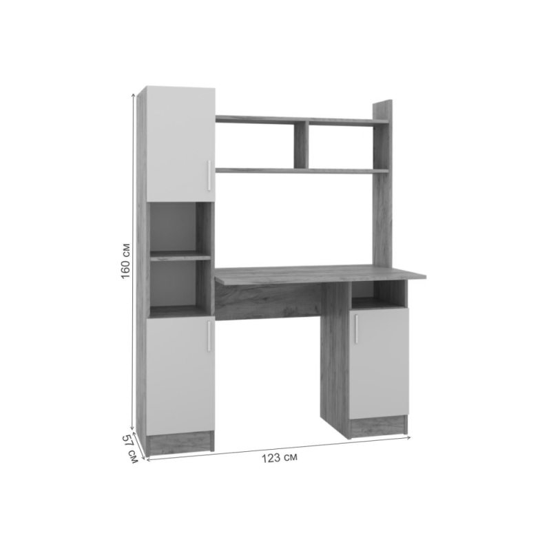 Письменный стол Бишоп 6 123х57х160 дуб крафт золотой / кашемир