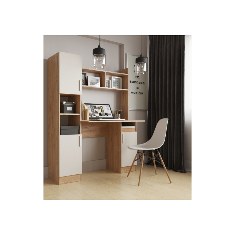 Письменный стол Бишоп 6 123х57х160 дуб крафт золотой / кашемир