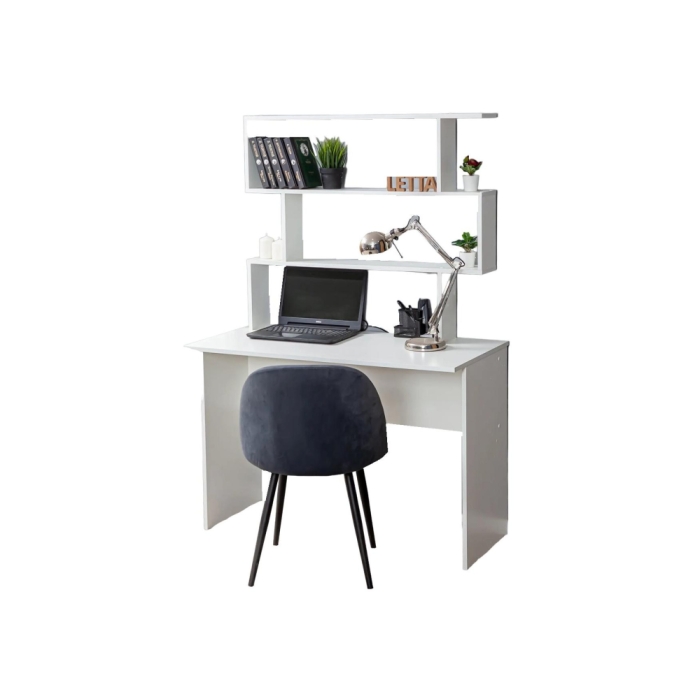 Письменный стол Дижон с надстройкой 110х55х161 белое тиснение