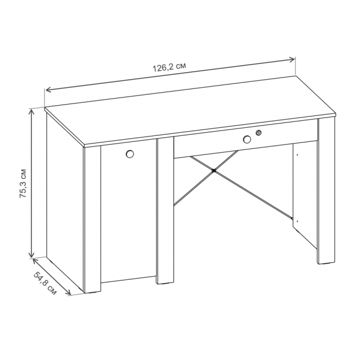 Письменный стол Джастин 12.154 126,2х54,8х75,3 белый шагрень / дуб белый exclusive