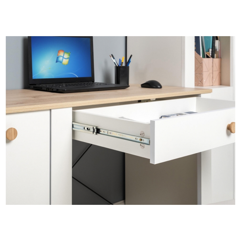 Письменный стол Джастин 12.154 126,2х54,8х75,3 белый шагрень / дуб белый exclusive