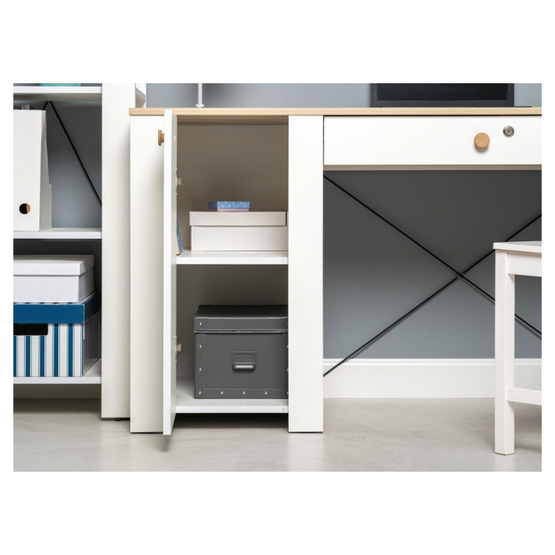 Письменный стол Джастин 12.154 126,2х54,8х75,3 белый шагрень / дуб белый exclusive