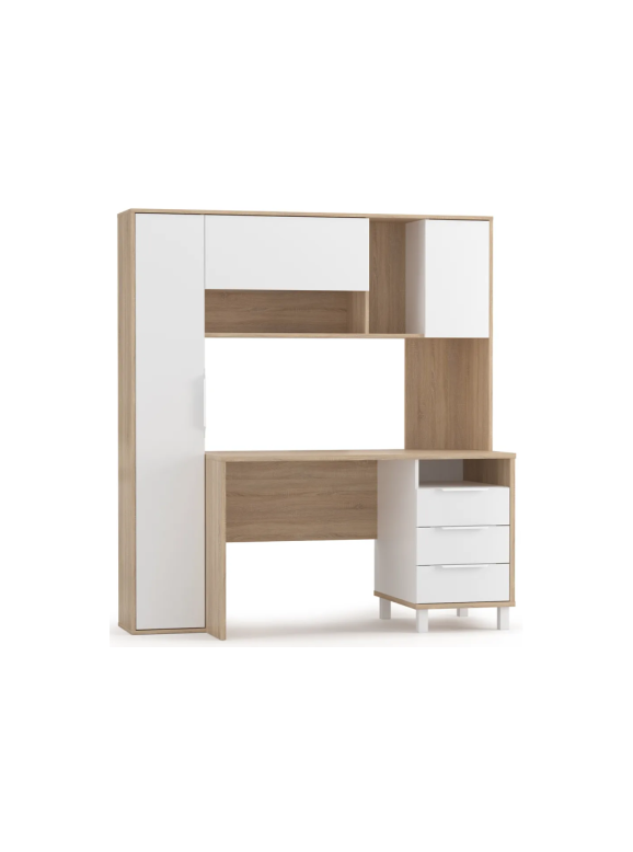 Письменный стол Комфорт 12.95 162х60,3х180 дуб сонома / белый PE шагрень