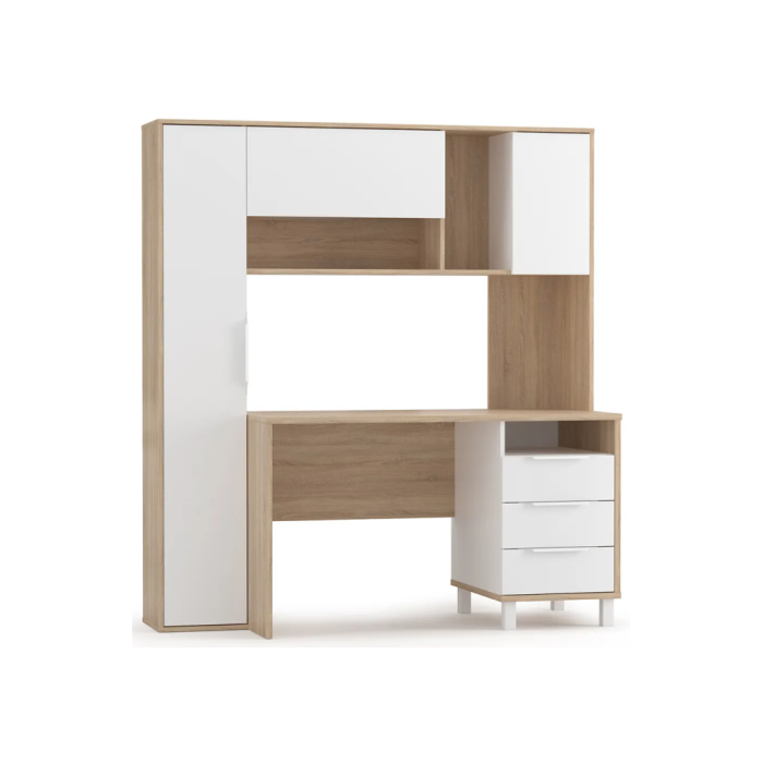 Письменный стол Комфорт 12.95 162х60,3х180 дуб сонома / белый PE шагрень