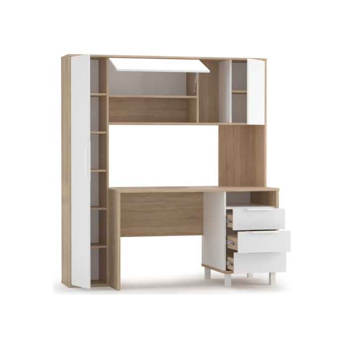 Письменный стол Комфорт 12.95 162х60,3х180 дуб сонома / белый PE шагрень