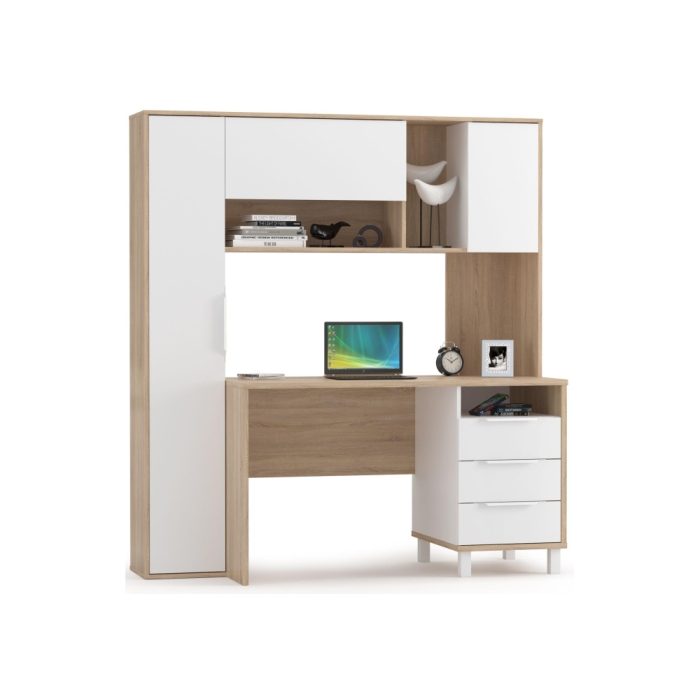 Письменный стол Комфорт 12.95 162х60,3х180 дуб сонома / белый PE шагрень