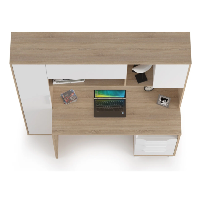 Письменный стол Комфорт 12.95 162х60,3х180 дуб сонома / белый PE шагрень