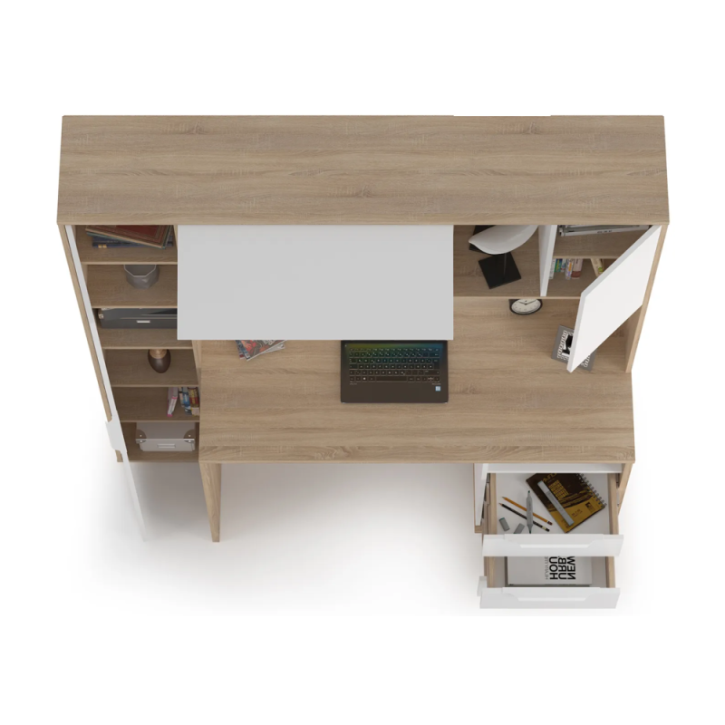 Письменный стол Комфорт 12.95 162х60,3х180 дуб сонома / белый PE шагрень