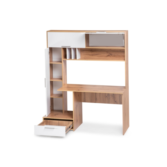 Письменный стол Лайт 03.243 150х57х180 дуб золотой (craft) / белый премиум