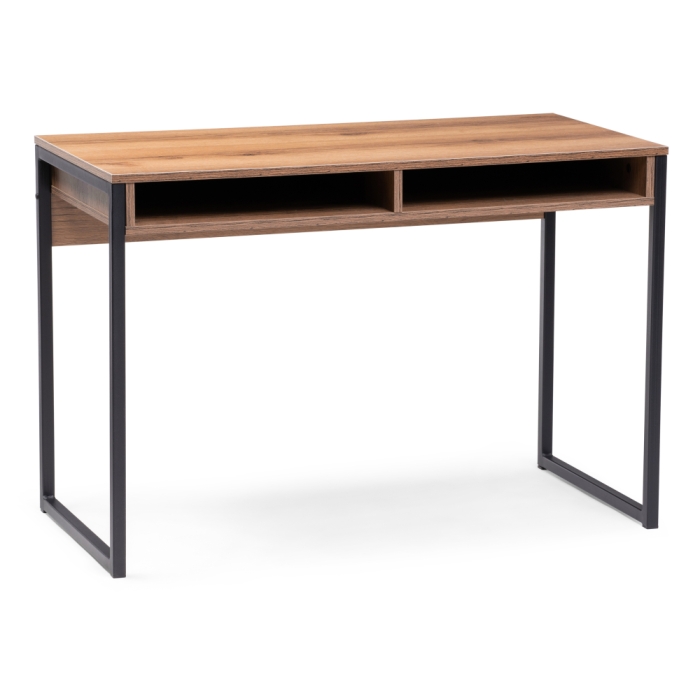 Письменный стол Леон Лофт 110х55х75 черный матовый / дуб делано темный
