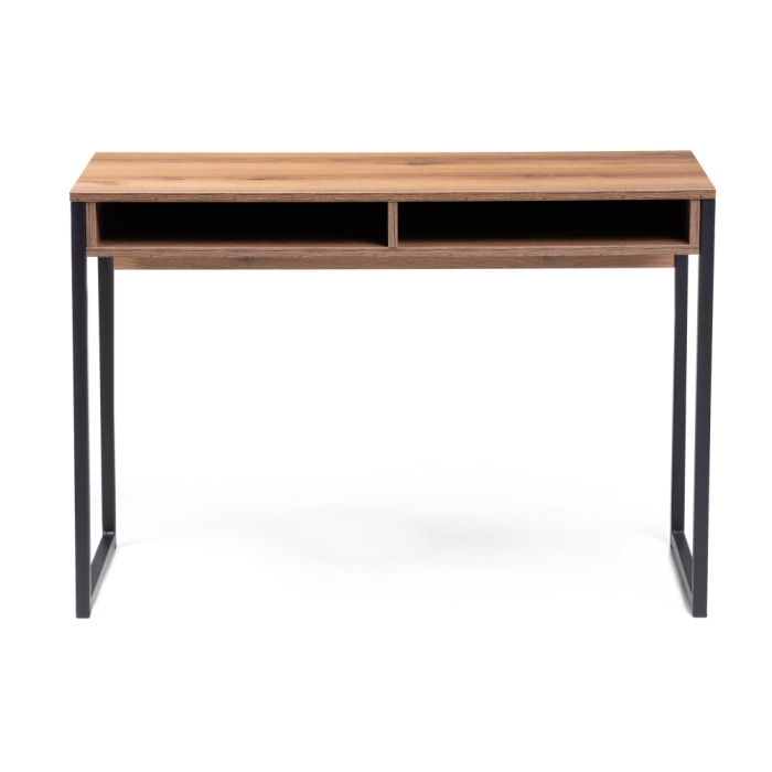 Письменный стол Леон Лофт 110х55х75 черный матовый / дуб делано темный