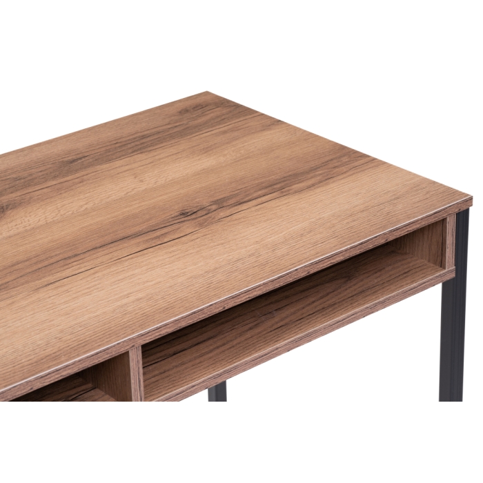 Письменный стол Леон Лофт 110х55х75 черный матовый / дуб делано темный