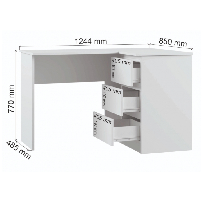 Письменный стол Мадера 1244 124х85х77 лдсп белый