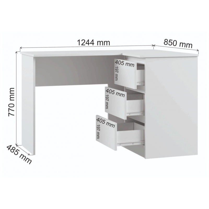 Письменный стол Мадера 1244 124х85х77 лдсп белый