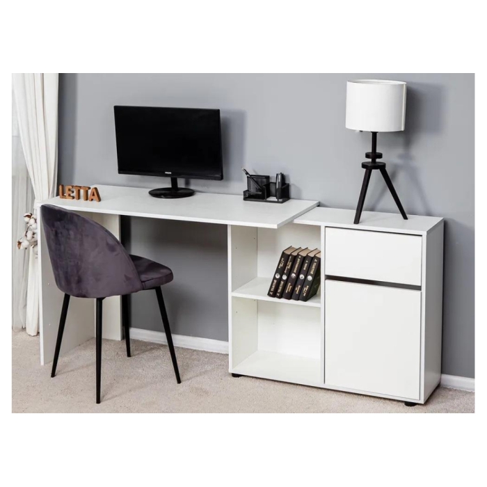 Письменный стол Мэдди с ящиками белое тиснение