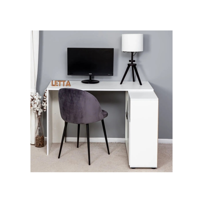 Письменный стол Мэдди с ящиками белое тиснение