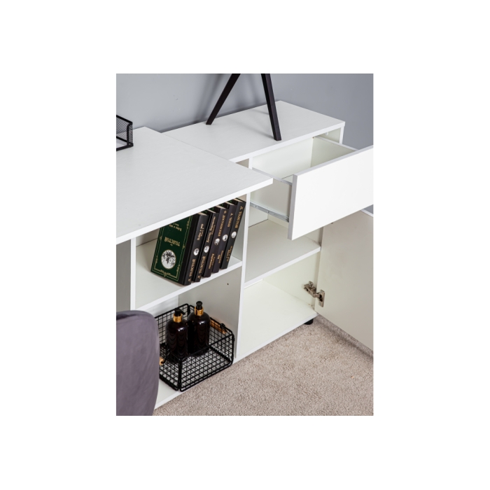 Письменный стол Мэдди с ящиками белое тиснение