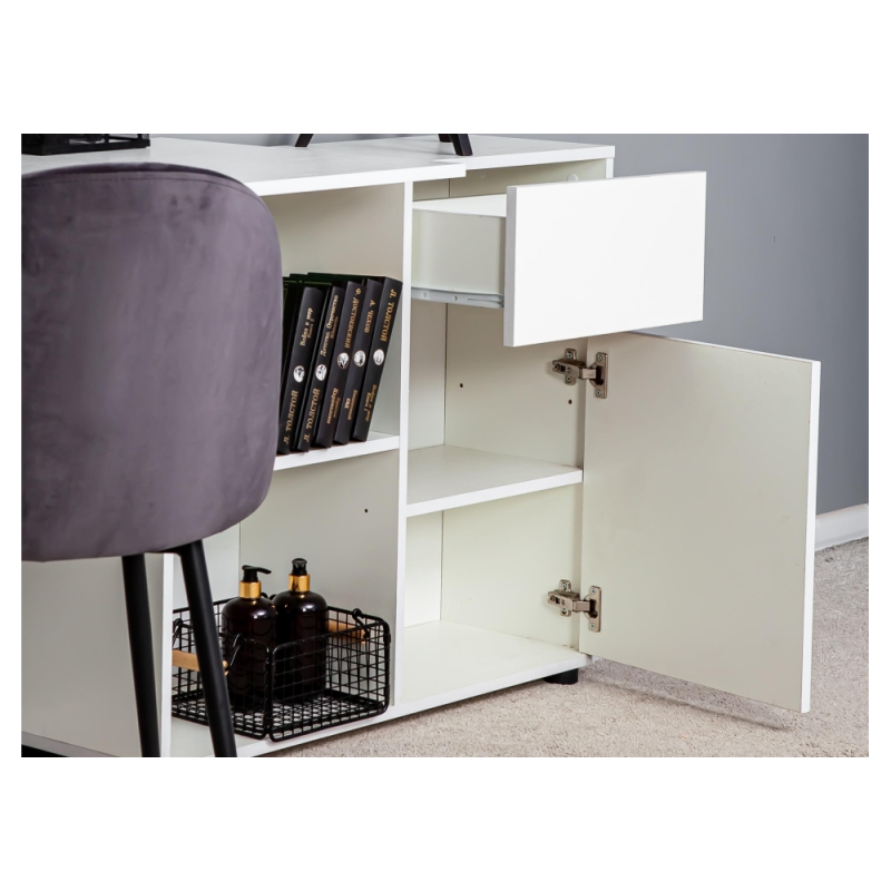 Письменный стол Мэдди с ящиками белое тиснение