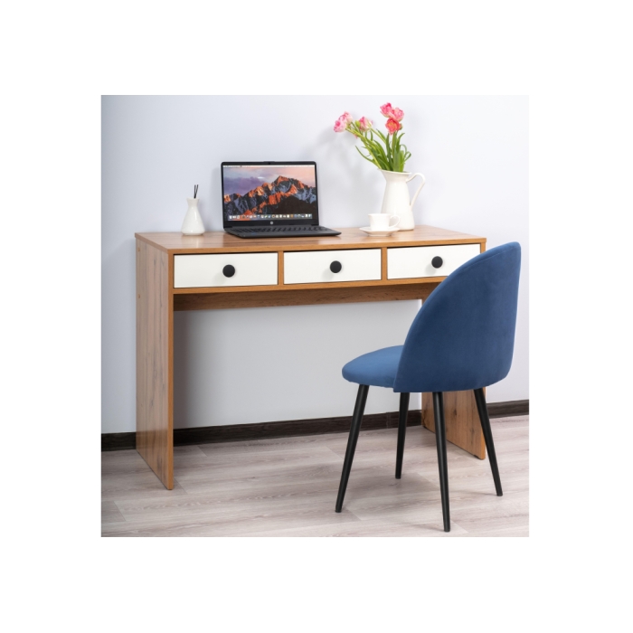 Письменный стол Николетта 3 ящика 110х50х75 белое тиснение / дуб вотан