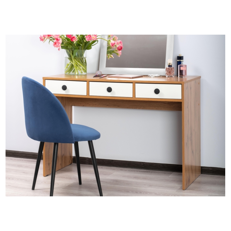 Письменный стол Николетта 3 ящика 110х50х75 белое тиснение / дуб вотан