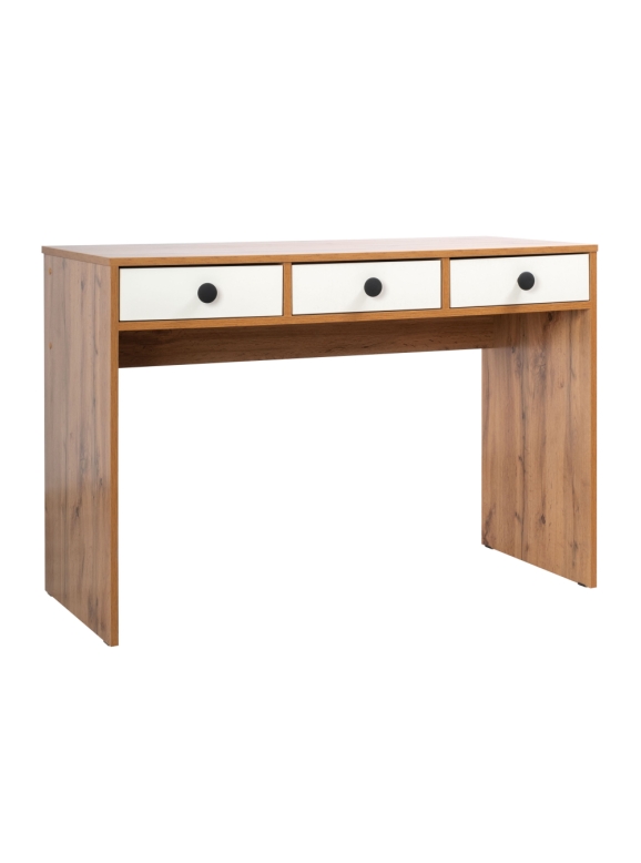 Письменный стол Николетта 3 ящика 110х50х75 белое тиснение / дуб вотан