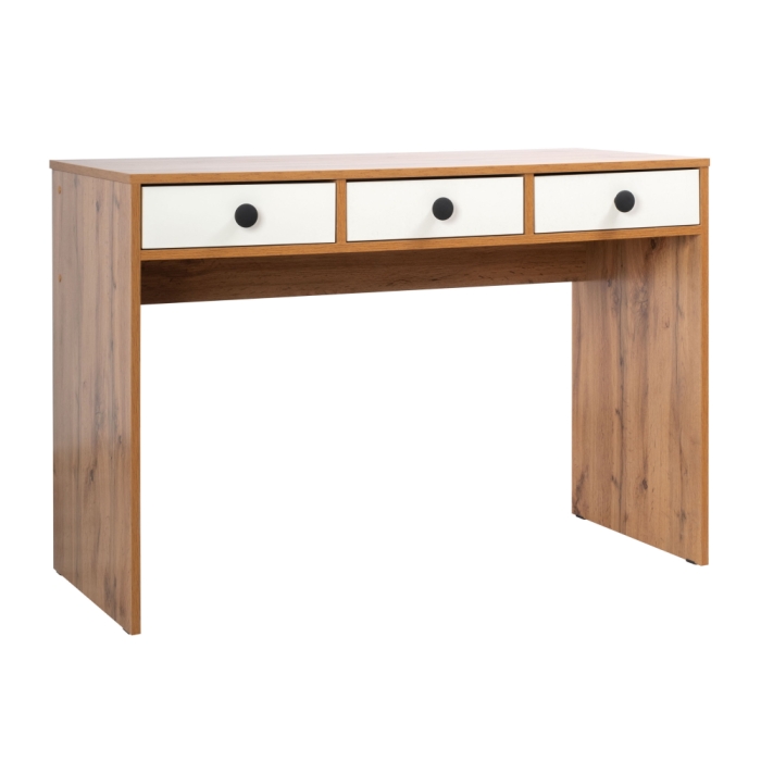 Письменный стол Николетта 3 ящика 110х50х75 белое тиснение / дуб вотан