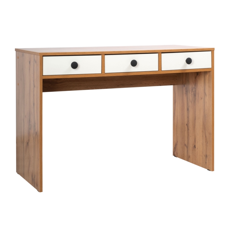 Письменный стол Николетта 3 ящика 110х50х75 белое тиснение / дуб вотан