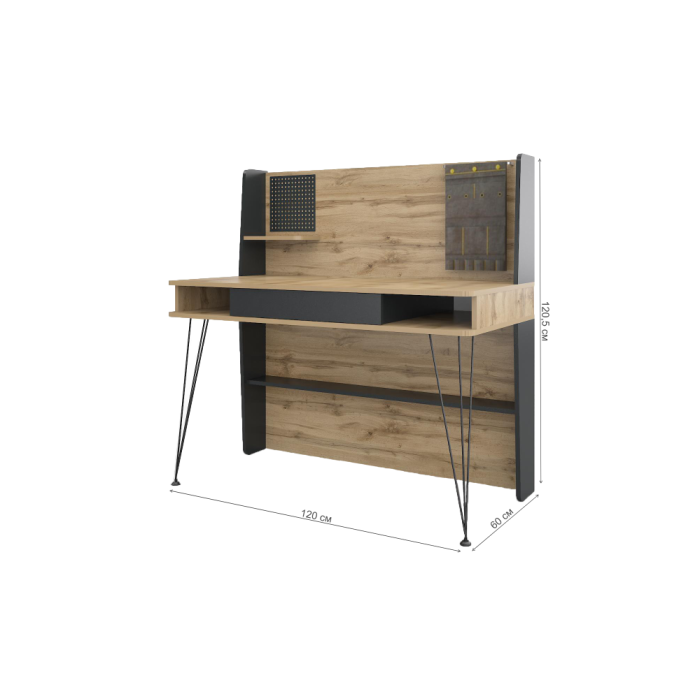 Письменный стол Нобира 120х60х120,5 антрацит / дуб ирландский