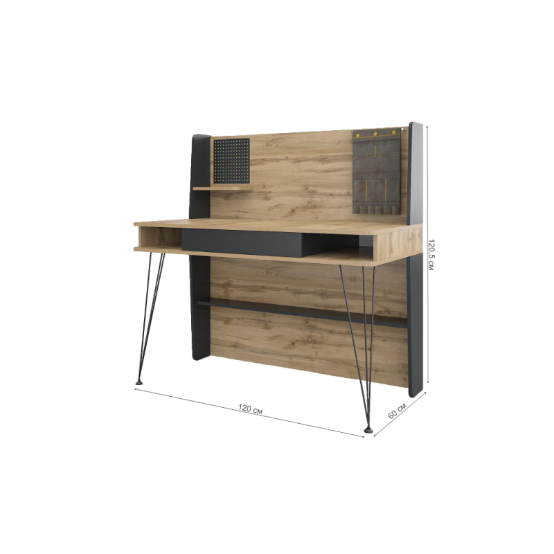 Письменный стол Нобира 120х60х120,5 антрацит / дуб ирландский