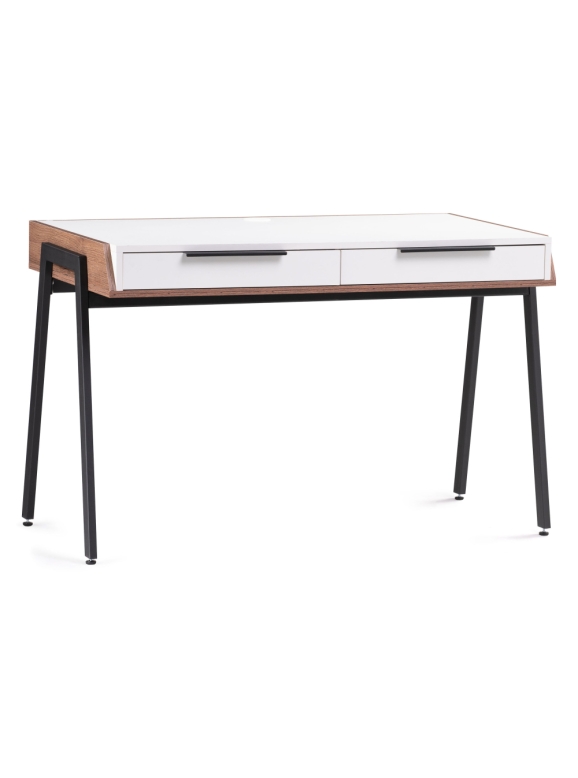 Письменный стол Рокс 116х65х77 белый / дуб делано темный / черный