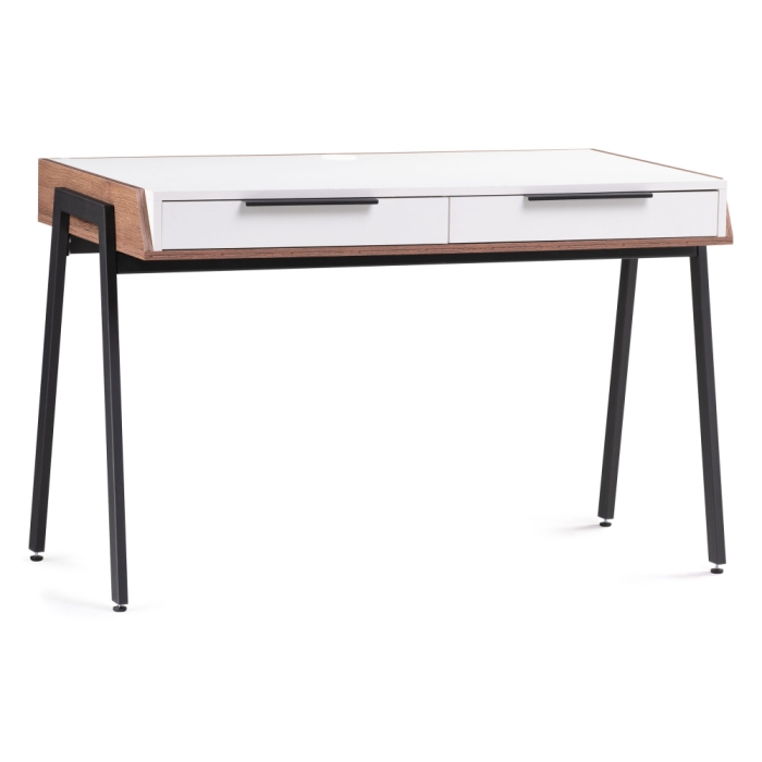 Письменный стол Рокс 116х65х77 белый / дуб делано темный / черный