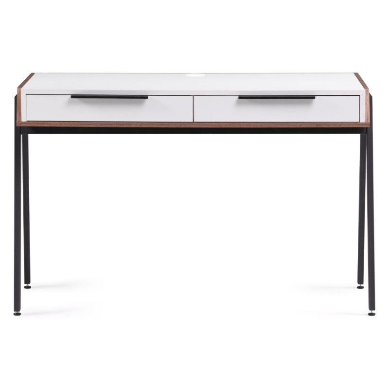 Письменный стол Рокс 116х65х77 белый / дуб делано темный / черный