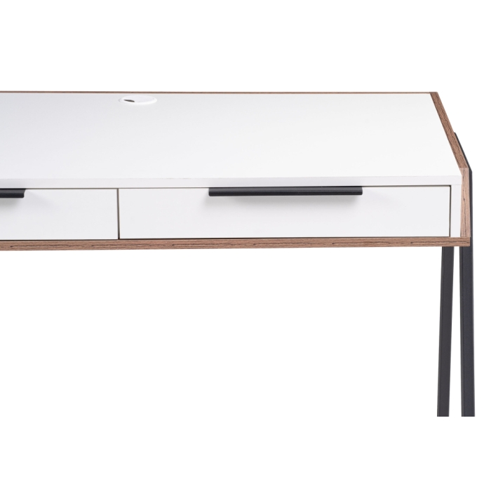 Письменный стол Рокс 116х65х77 белый / дуб делано темный / черный