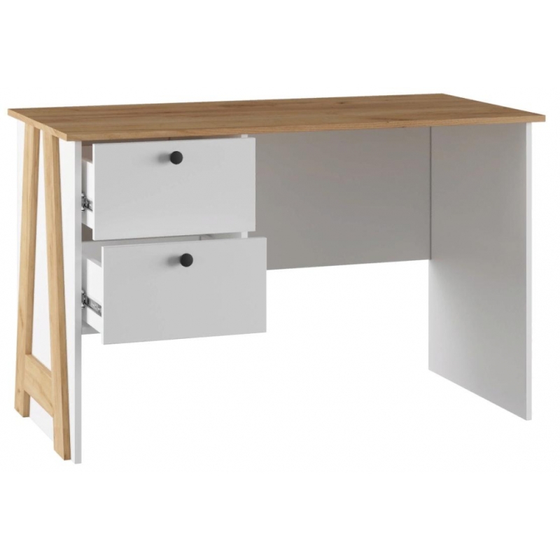 Письменный стол Теодора белый / крафт золотой