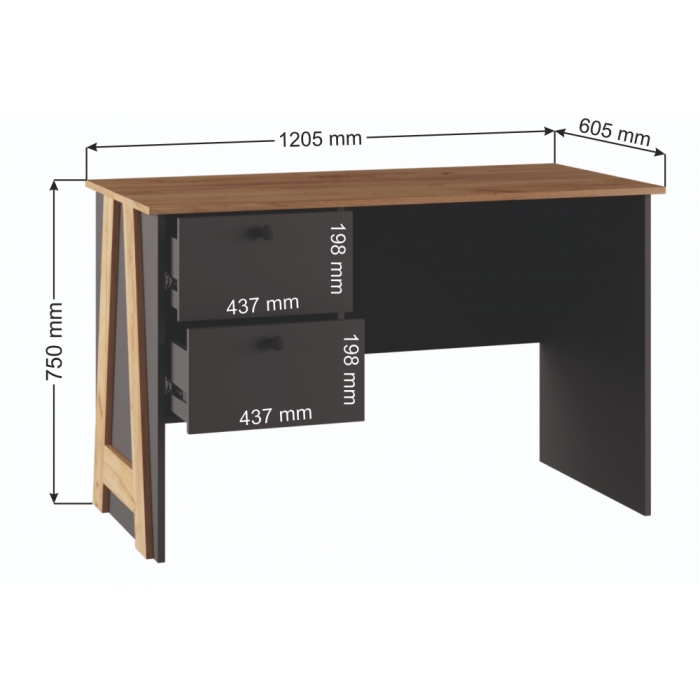 Письменный стол Теодора графит / крафт золотой