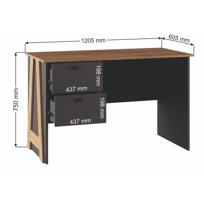 Письменный стол Теодора графит / крафт золотой
