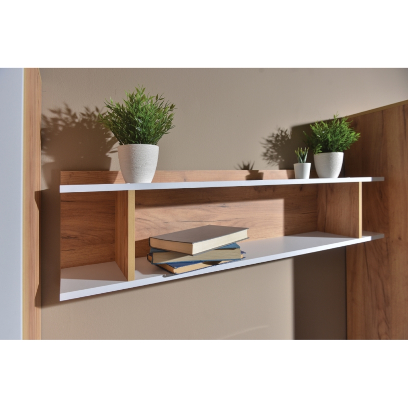 Полка Альба дуб золотой craft / белый премиум