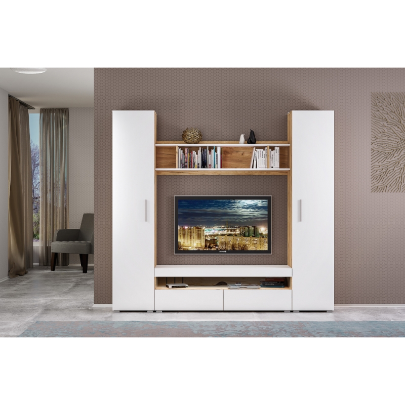 Полка Альба дуб золотой craft / белый премиум