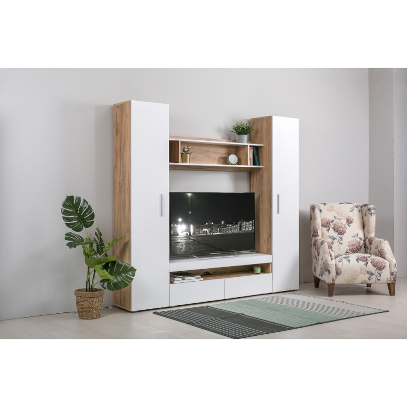 Полка Альба дуб золотой craft / белый премиум