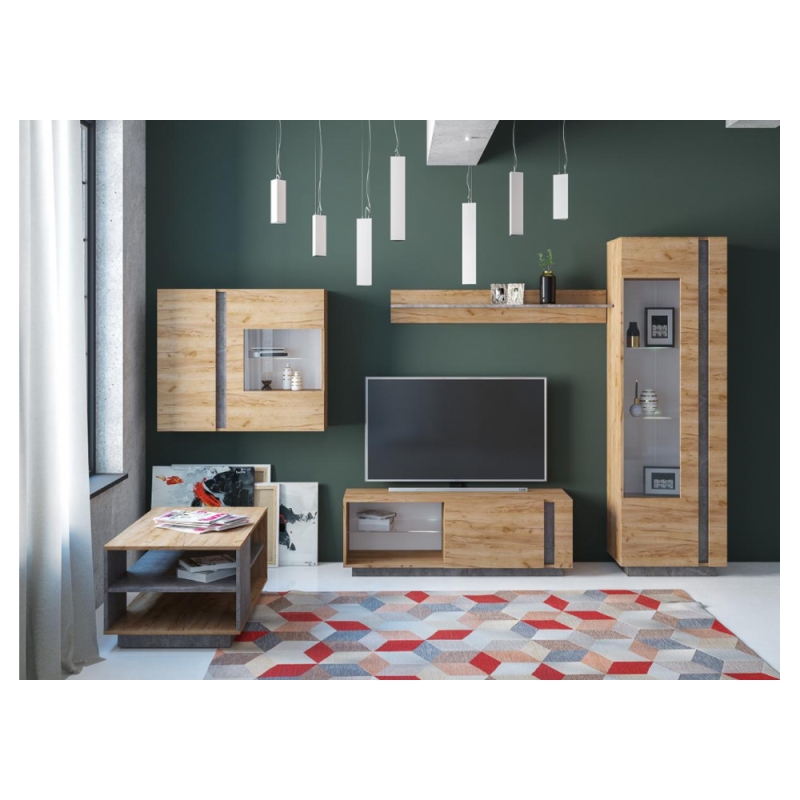 Полка Арчи 10.110 дуб золотой craft / камень темный