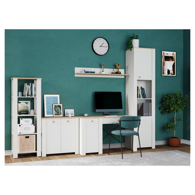 Полка Джастин 16.485 белый PE шагрень / дуб белый exclusive OW D4430