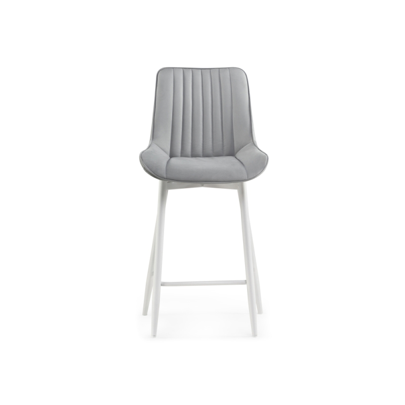 Полубарный стул Седа велюр светло-серый / белый
