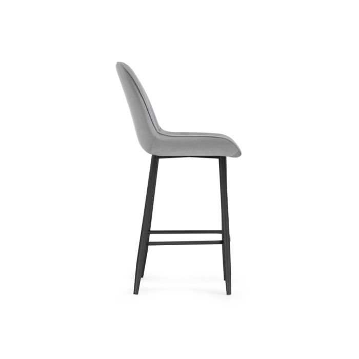 Полубарный стул Седа велюр светло-серый / черный