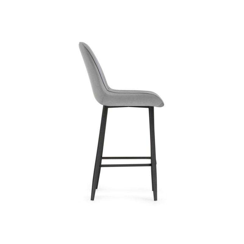 Полубарный стул Седа велюр светло-серый / черный