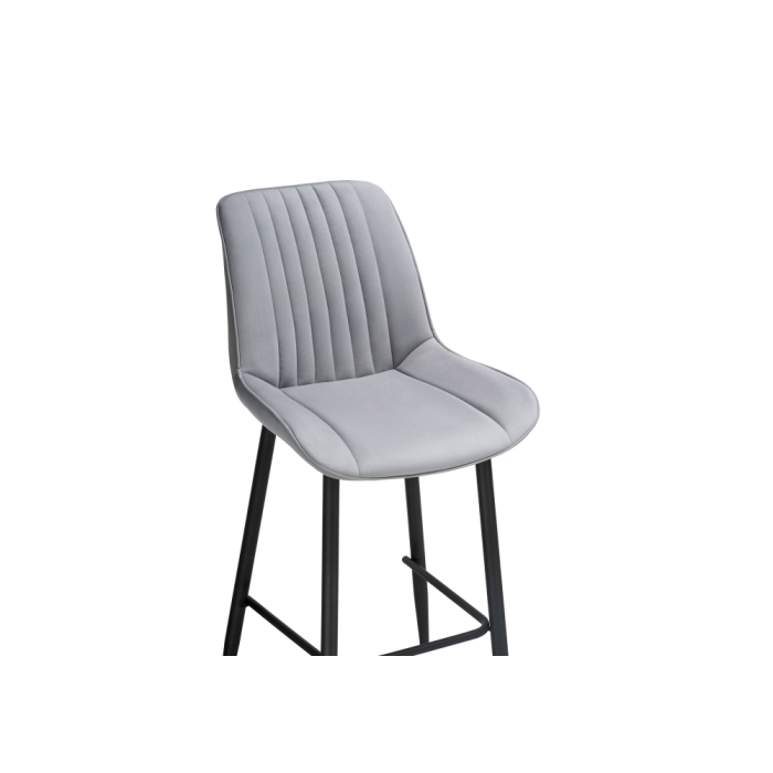 Полубарный стул Седа велюр светло-серый / черный