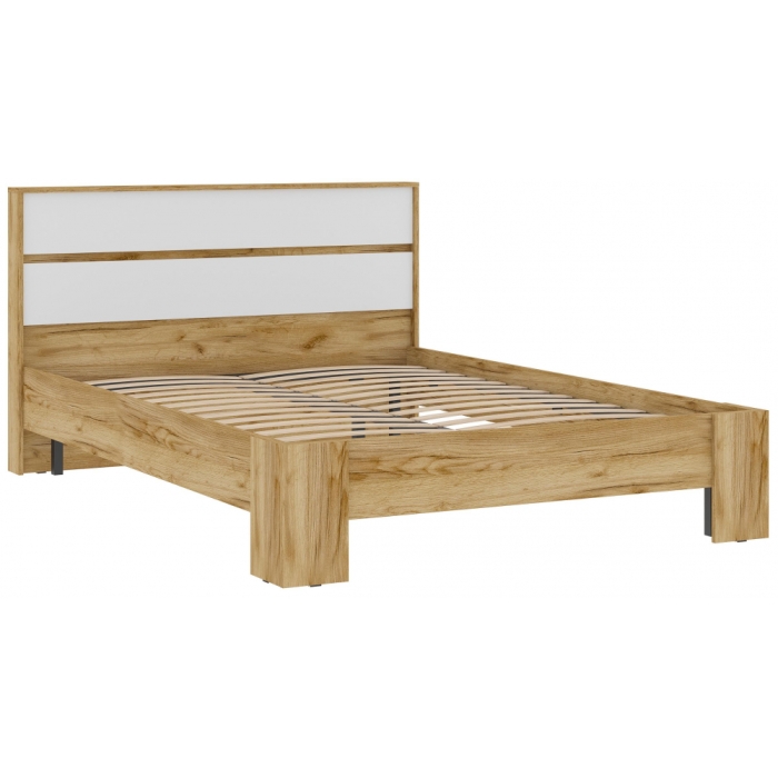 Полутораспальная кровать Элла КР 02 140х200 белый / дуб крафт золото